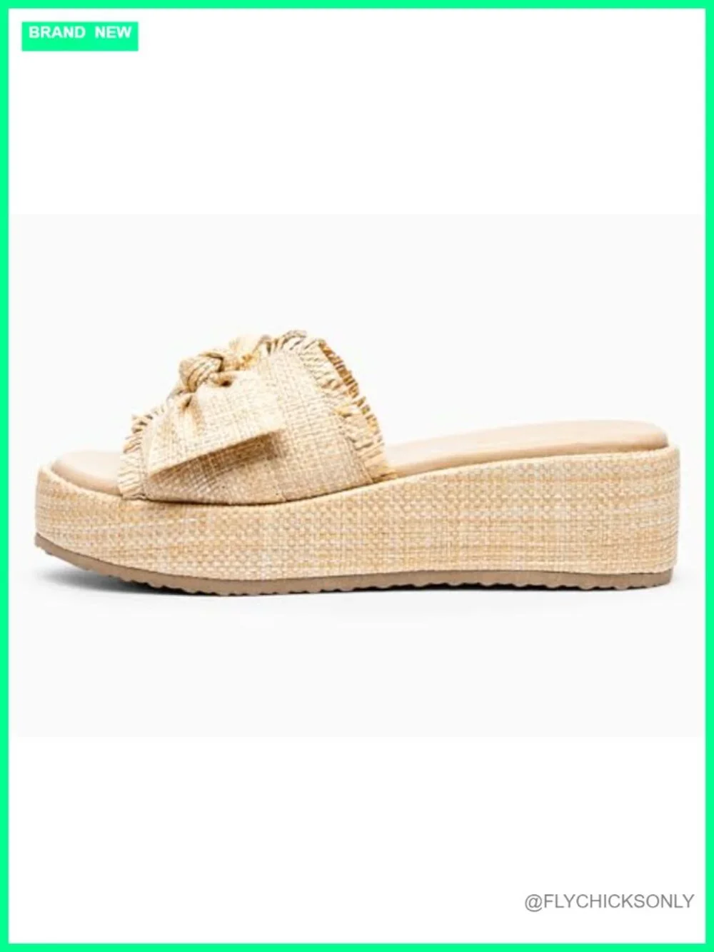 Women's Raffia Wedge Sandals Bow Open Toe Slip On Summer Beach Shoes